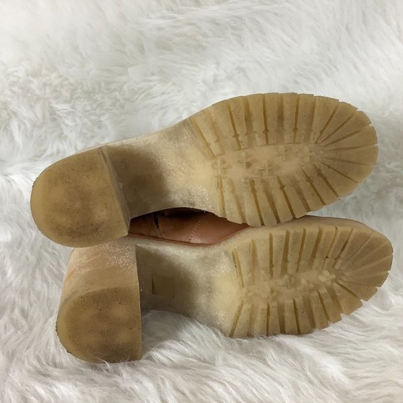 Free People Chunky Lugged Heel Tan Nubuck Leather James Chelsea Boot EU 40 - Picture 6 of 8